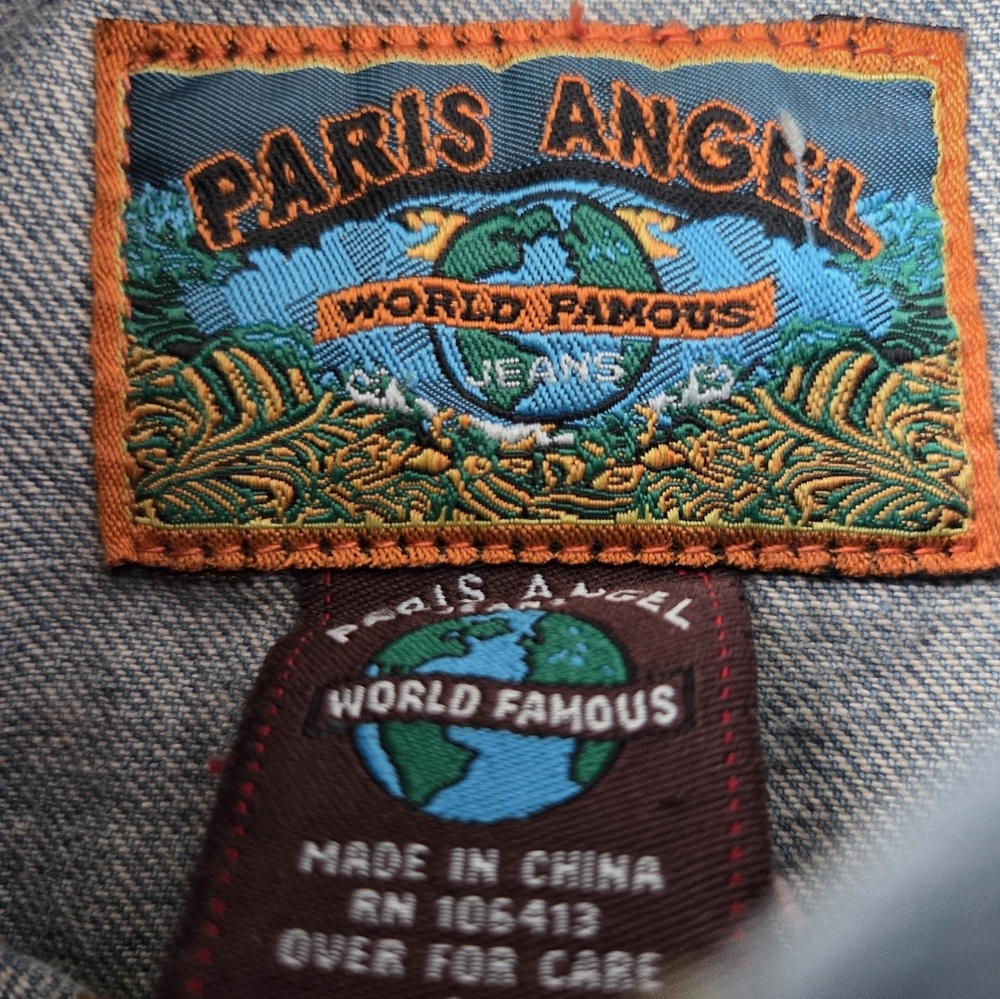 Paris Angel Blue Jean Jacket with Stud Accents Sz.L - Picture 4 of 10